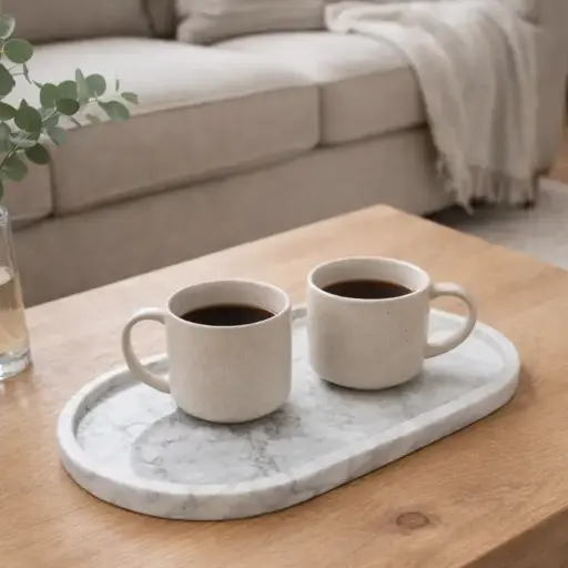 Plateau ovale en marbre‌ 30 x 15 cm