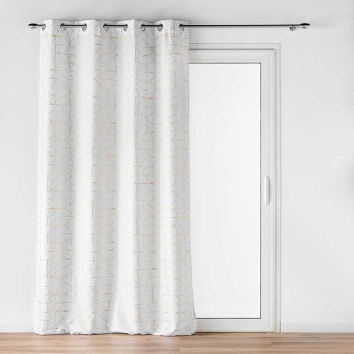 Rideau a oeillets 140 x 260 cm polyester imprime metallise louxor blanc