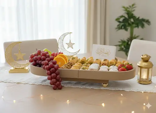 Plateau ovale similicuir 46*17*9  cm