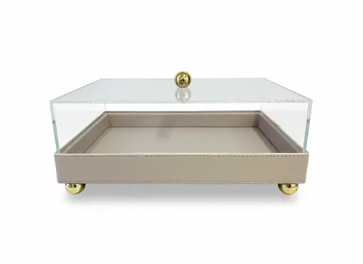 Présentoire rect simili avec cloche 35*25*19.5 cm