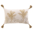 Coussin dehous. compr. pompons 30 x 50 cm coton/polyester imprime dune des place