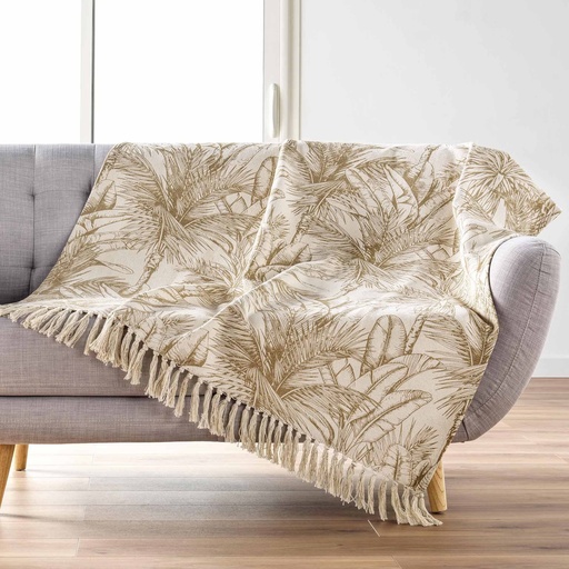 Plaid a franges 125 x 150 cm coton/polyester imprime dune