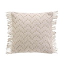 Housse coussin franges +encart 40 x 40 cm coton/polyester+fils metal. ikat