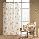 Rideau a oeillets 140 x 240 cm polycoton imprime metallise lotus ocre