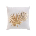 Coussin dehous. compresse 45 x 45 cm polycoton imp. metal. lotus ocre des. place