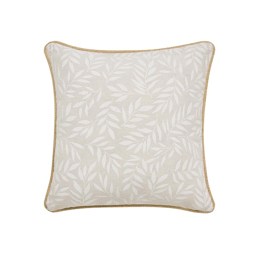 Coussin dehous compr passepoil 45 x 45 cm polycoton imprime+jute naya naturel