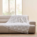 Plaid a franges 125 x 150 cm coton/polyester imprime metal. majestia