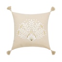 Coussin dehous. compr. pompon 45x45 cm coton/polyester imp metal. majestia des p