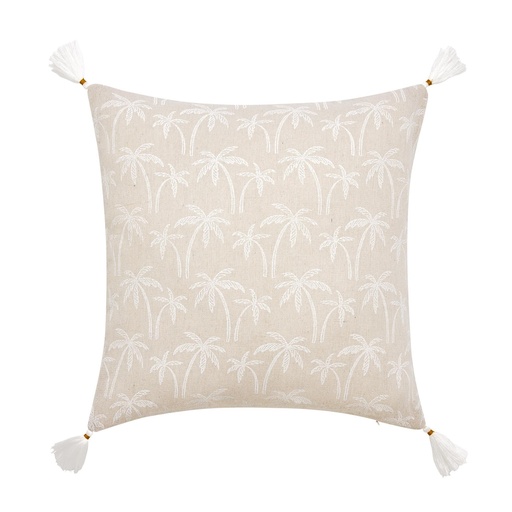 Coussin dehous. compr. pompons 45 x 45 cm polycoton imprime saharis