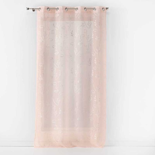 Pao 140 x 240 cm voile sable imp. metallise arty line rose/argent