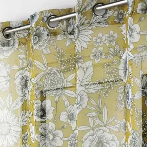 Panneau a oeillets 140 x 240 cm voile sable imprime milady jaune