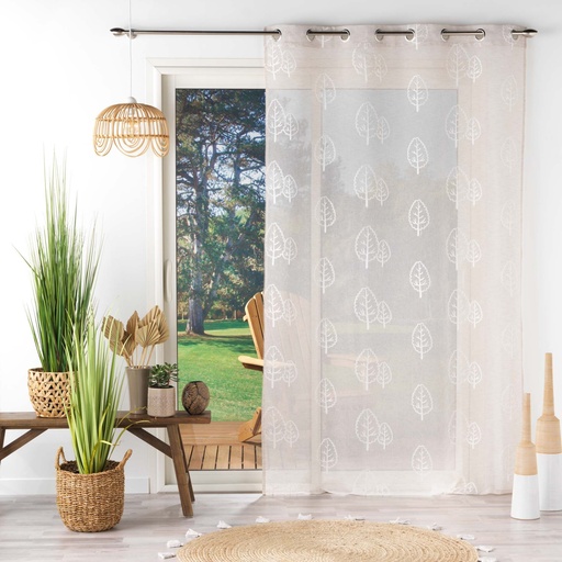 Panneau a oeillets 140 x 240 cm effet lin tisse brode sonata lin