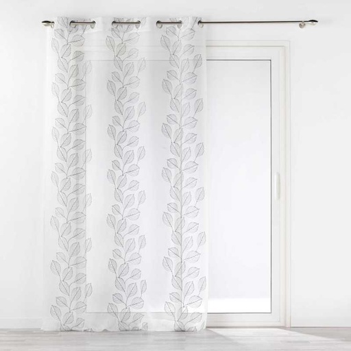 Panneau a oeillets 140 x 240 cm voile sable brode edenia gris