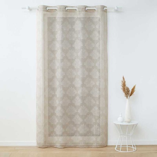 Panneau a oeillets 140 x 240 cm voile tisse applique levita taupe