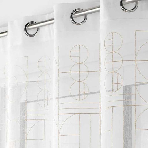 Panneau a oeillets 140 x 240 cm voile sable brode berry taupe