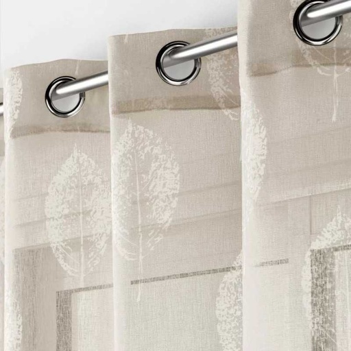 Panneau a oeillets 140 x 240 cm effet lin tisse imprime indila blanc