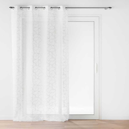 Panneau a oeillets 140 x 240 cm voile sable imprime metallise louxor blanc