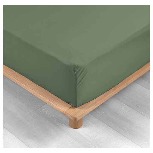 Drap housse 1 personne 90 x 190 cm percale uni 78 fils percaline kaki
