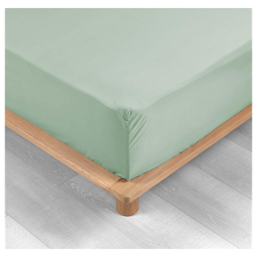 Drap housse 1 personne 90 x 190 cm percale uni 78 fils percaline sauge
