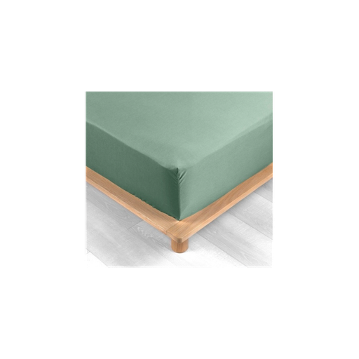 Drap housse 2 personnes 140 x 190 cm percale uni 78 fils percaline sauge