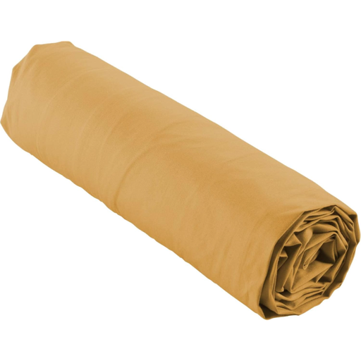 Drap housse 2 personnes 180 x 200 cm percale uni 78 fils percaline ocre