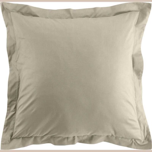 Taie d'oreiller vp 63 x 63 cm uni bio 57 fils gots biolina taupe avec p. bourdon
