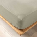 Drap housse 1 personne 90 x 190 cm uni bio 57 fils gots biolina taupe