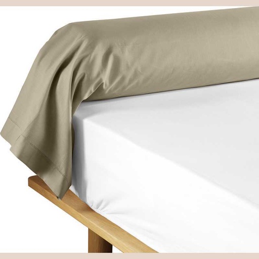 Taie de traversin 85 x 185 cm uni 57 fils lina sable +point bourdon