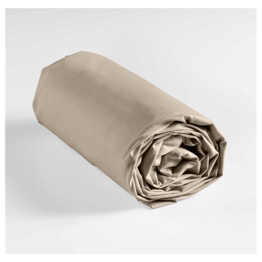 Drap housse 2 personnes 180 x 200 cm percale uni 78 fils percaline sable