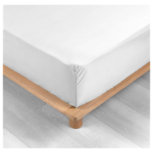 Drap housse 2 personnes 180 x 200 cm percale uni 78 fils percaline white