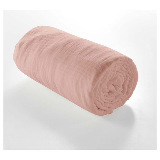 Drap housse 2 personnes 140 x 190 cm double gaze coton uni 57 fils angelia rose