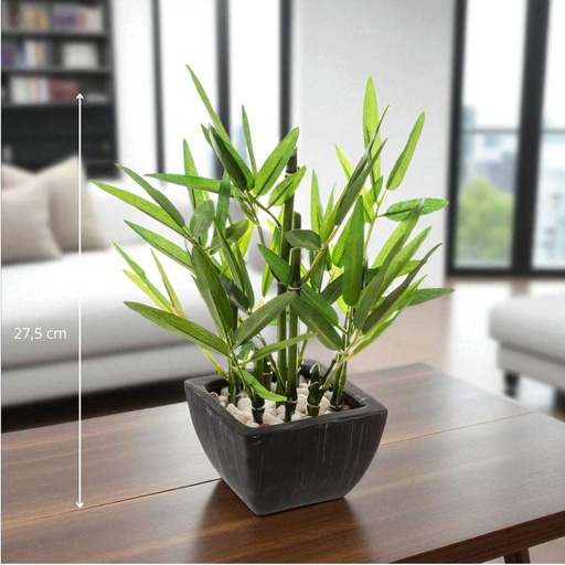 Bambou pot céramique Yori noir h26