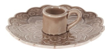 Porcelaine bougeoir tasse marron