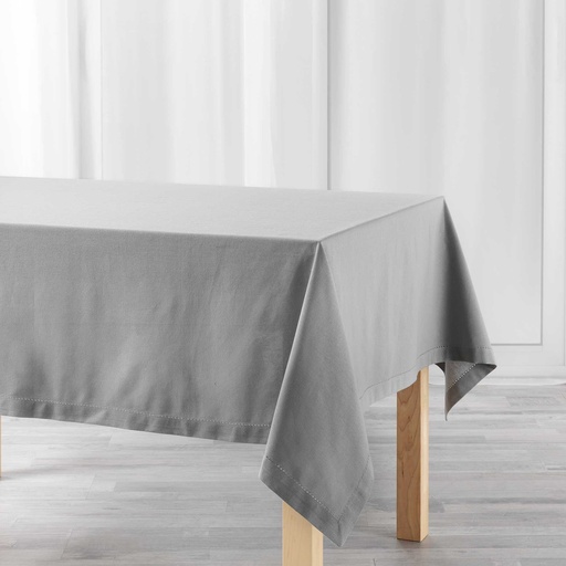 Nappe rectangle 140 x 240 cm coton uni charline gris
